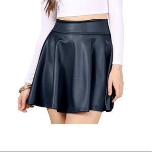 Navy faux leather mini skater NWOT